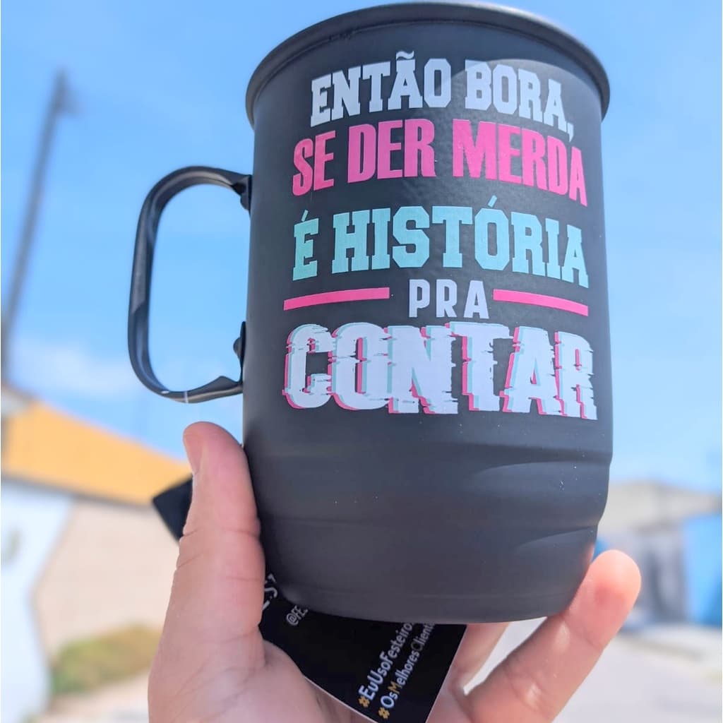 Caneca de alumínio com tirante / Canecas de 400ml - 500ml - 800ml / Caneca personalizada alumínio com tirante