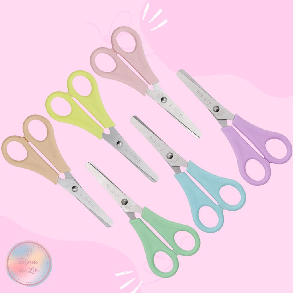 Tesoura escolar Plus Pastel Trend Leo&Leo