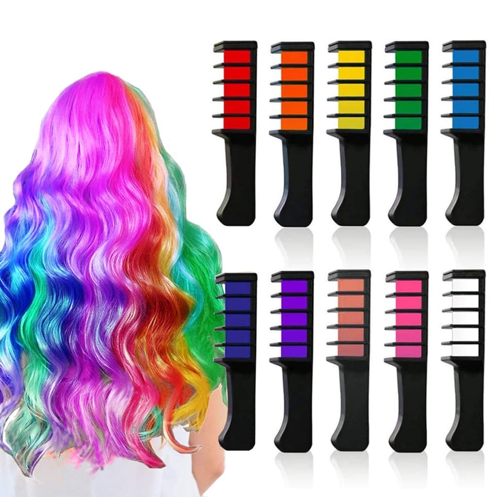 Kit 06 Pente Giz Colorido Pintar Cabelo Festa Fantasia Carnaval