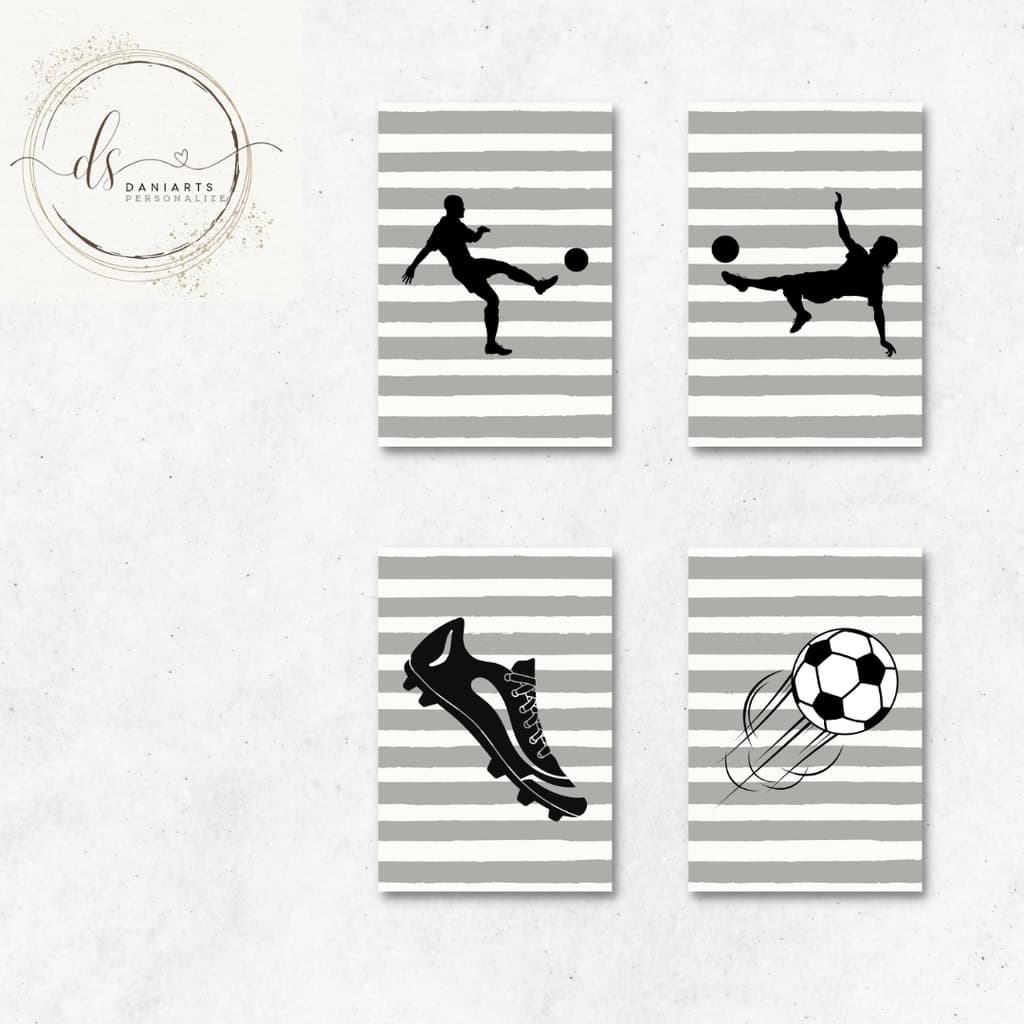 kit 4 quadros futebol mdf 20x28