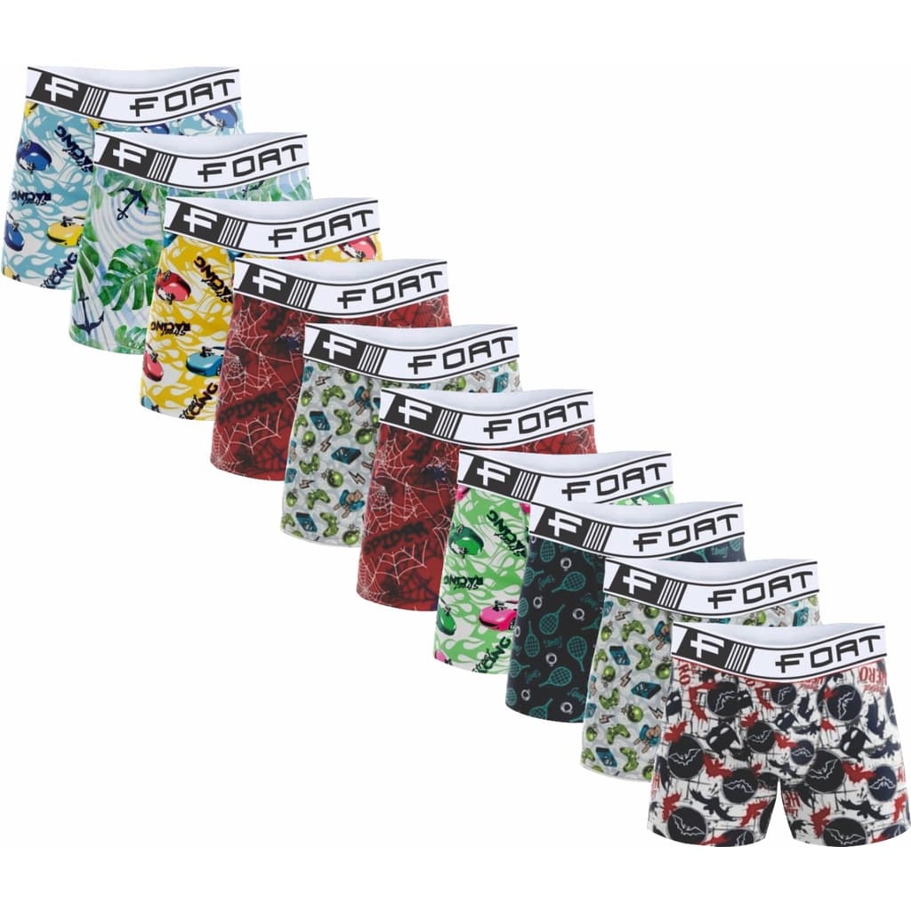 Kit 10 Cuecas Microfibra Boxer Menino Infantil Criança Elastico