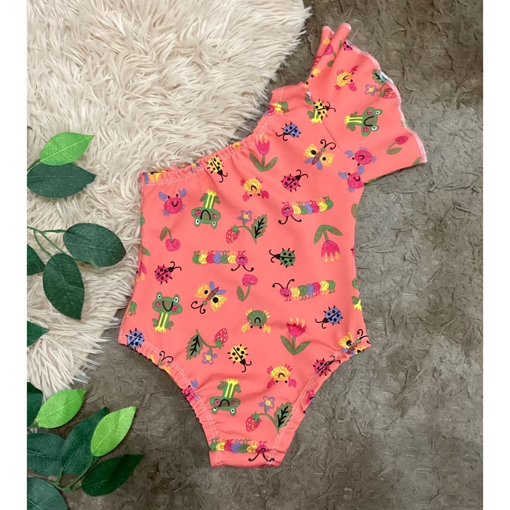 Maiô infantil Biquini Manga Babado Moda Praia Verão