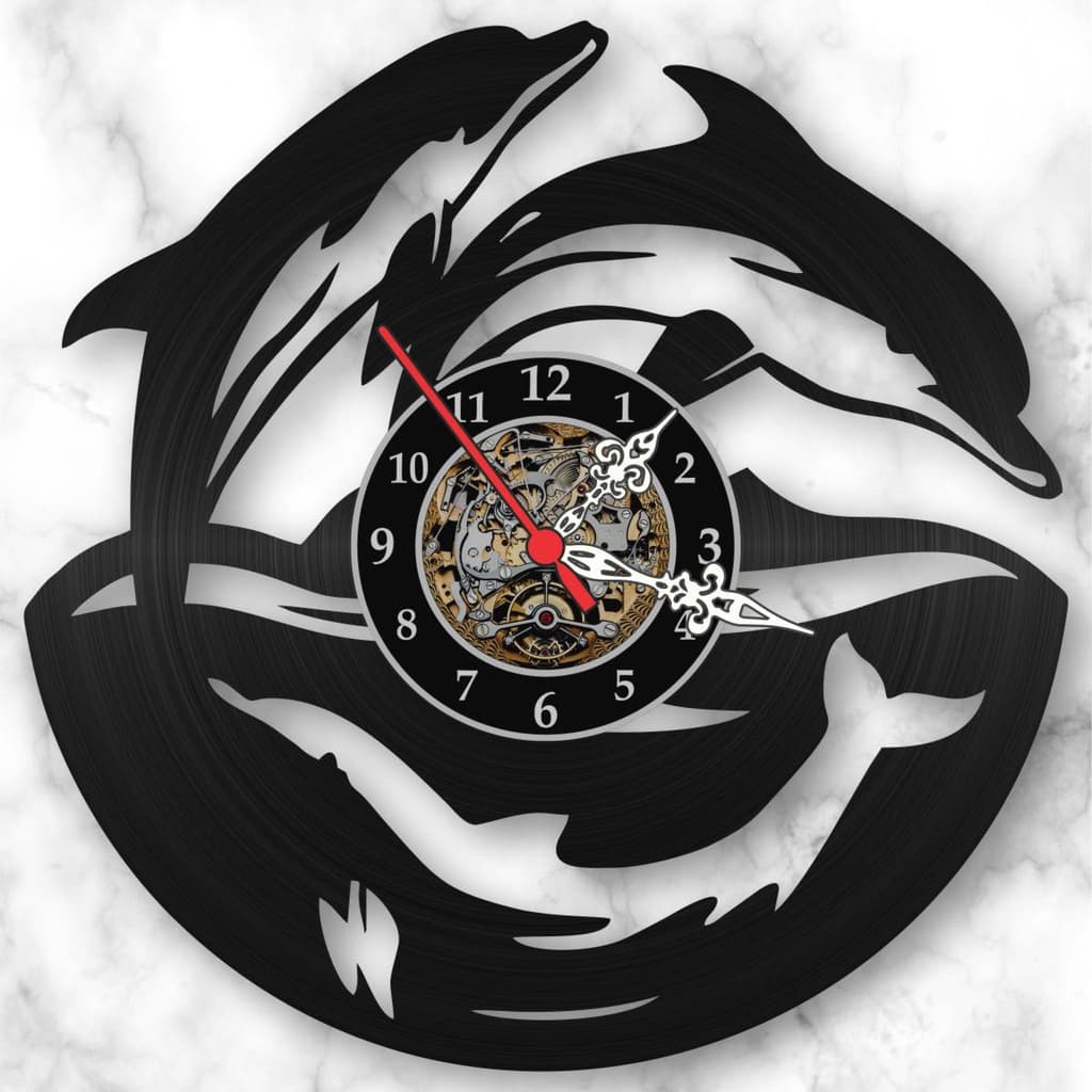 Relogio Disco Vinil Boto Golfinho Pet Animais Parede Retrô