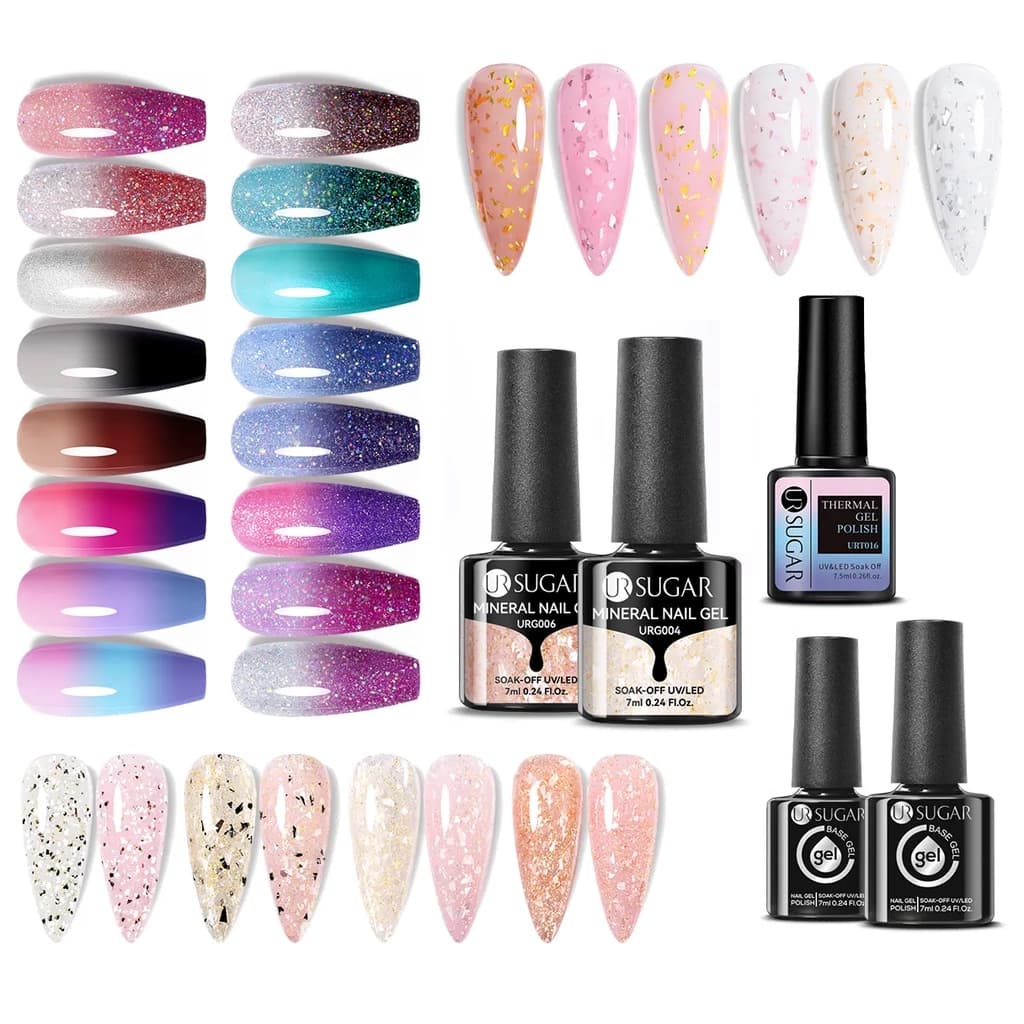 UR Sugar - Esmalte Gel  Arco-íris, Muda de Cor e Removedor de Esmalte Gel - Nail Art Manicure Unhas -  7.5ML