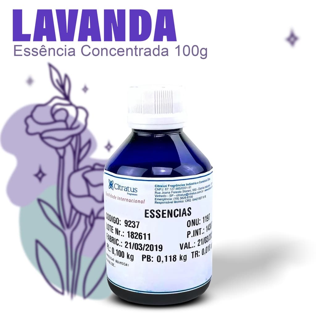 Essência Pura Aroma para Acalmar  Lavanda Cleide 100ml - Citratus