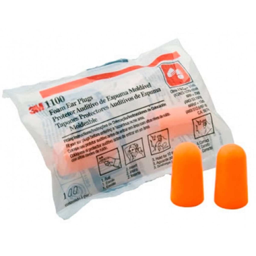 kit 50 Pares Protetor Auricular 3M 16DB Espuma Abafador Ouvidos S/Cordão 1100