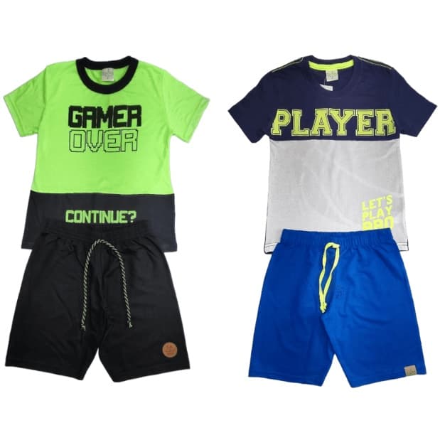 Conjunto Infantil Masculino Estampado Kit 4 Peças 4 ao 10 anos