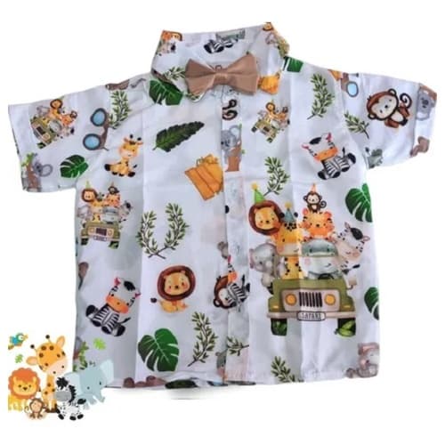 Camisa Safari Aquarela Baby Luxo Gratis Gravata Envio Já.