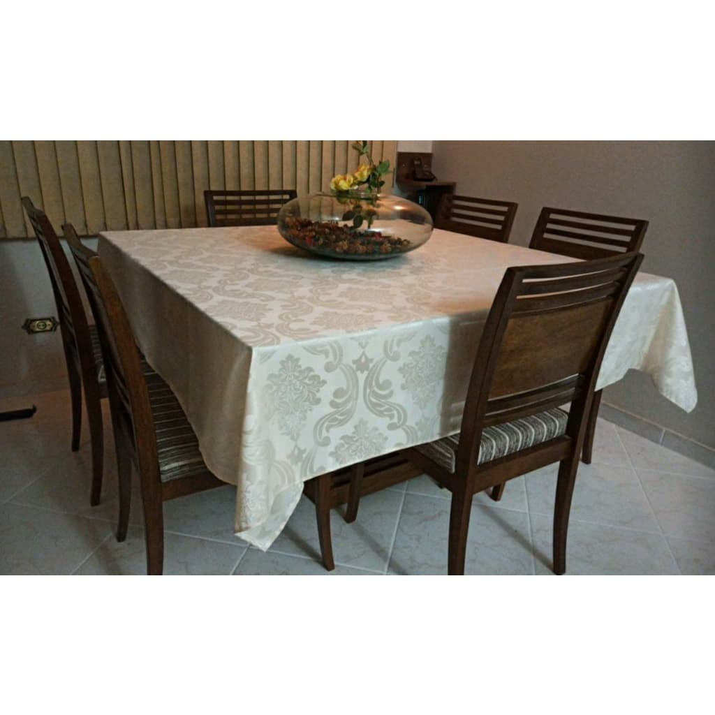 Toalha De Mesa Luxo 6 Lugares Jacquard Original Tecido Gross