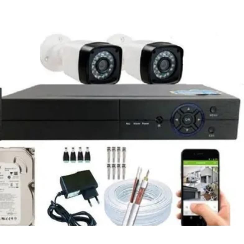 Kit 2 Cameras de Segurança Infra 20m 1.3  Dvr 4ch Multi Hd com hd 2023 promo