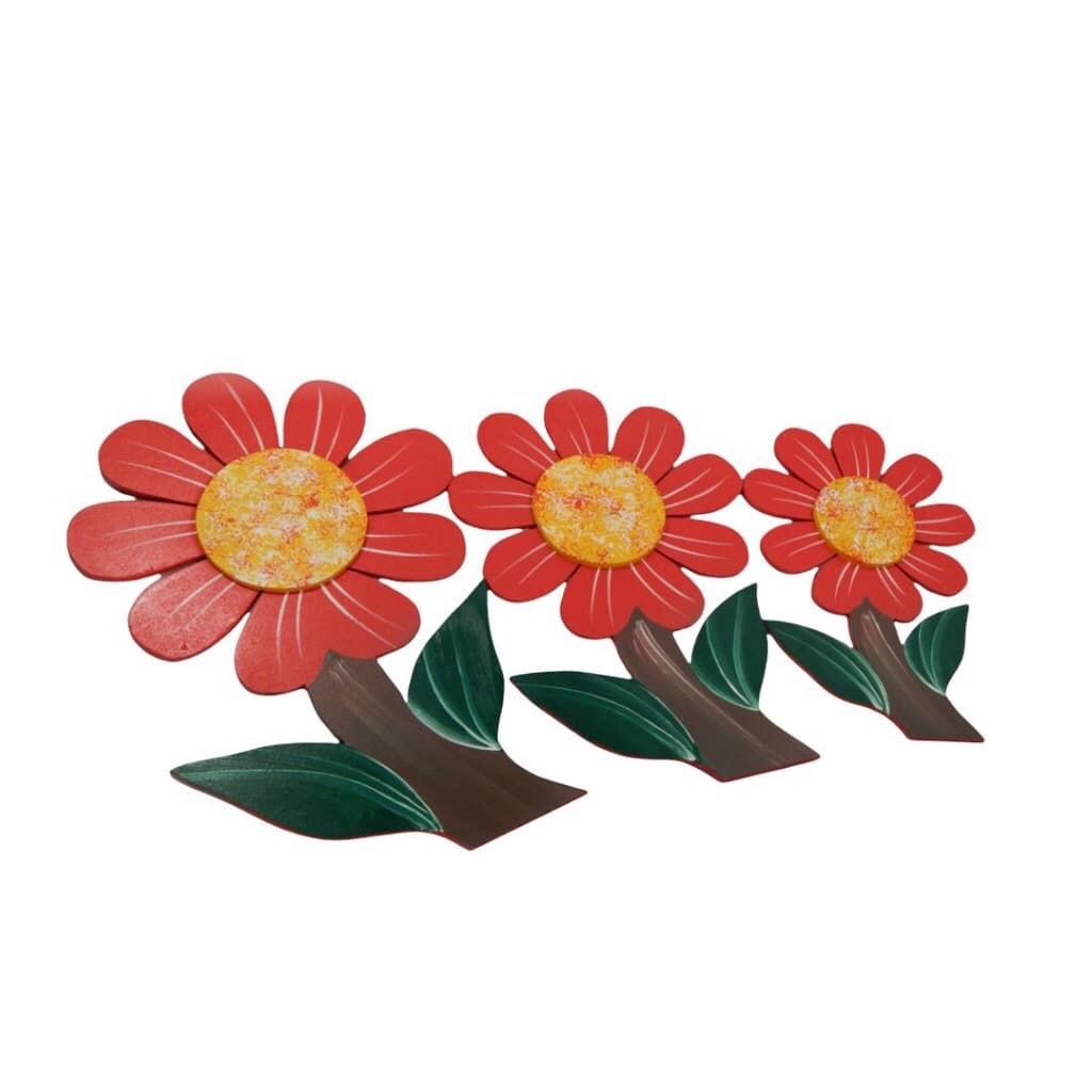 Kit De Flores Artesanais Margaridas Girassóis Decorados A Mão Trio De Parede