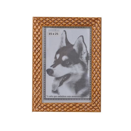 PORTA RETRATO DOURADO 15X21 VIDRO MOLDURA ALTO RELEVO