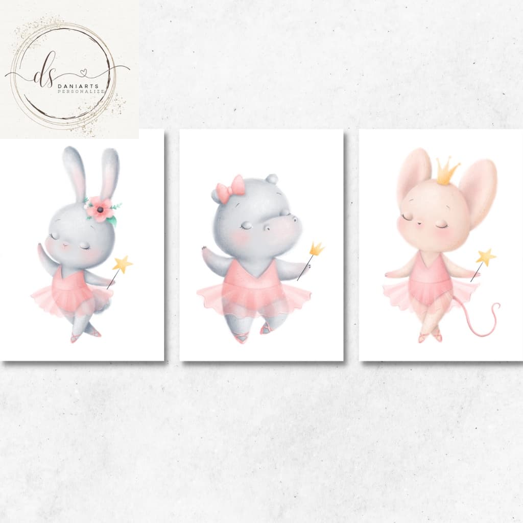 Kit 3 quadros bailarinas 20x28 mdf