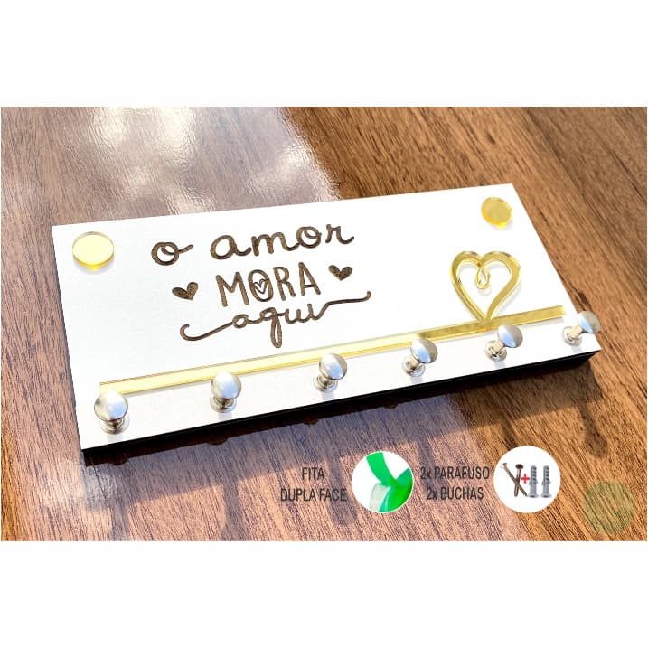Porta Chaves Organizador para Casa O Amor Mora Aqui