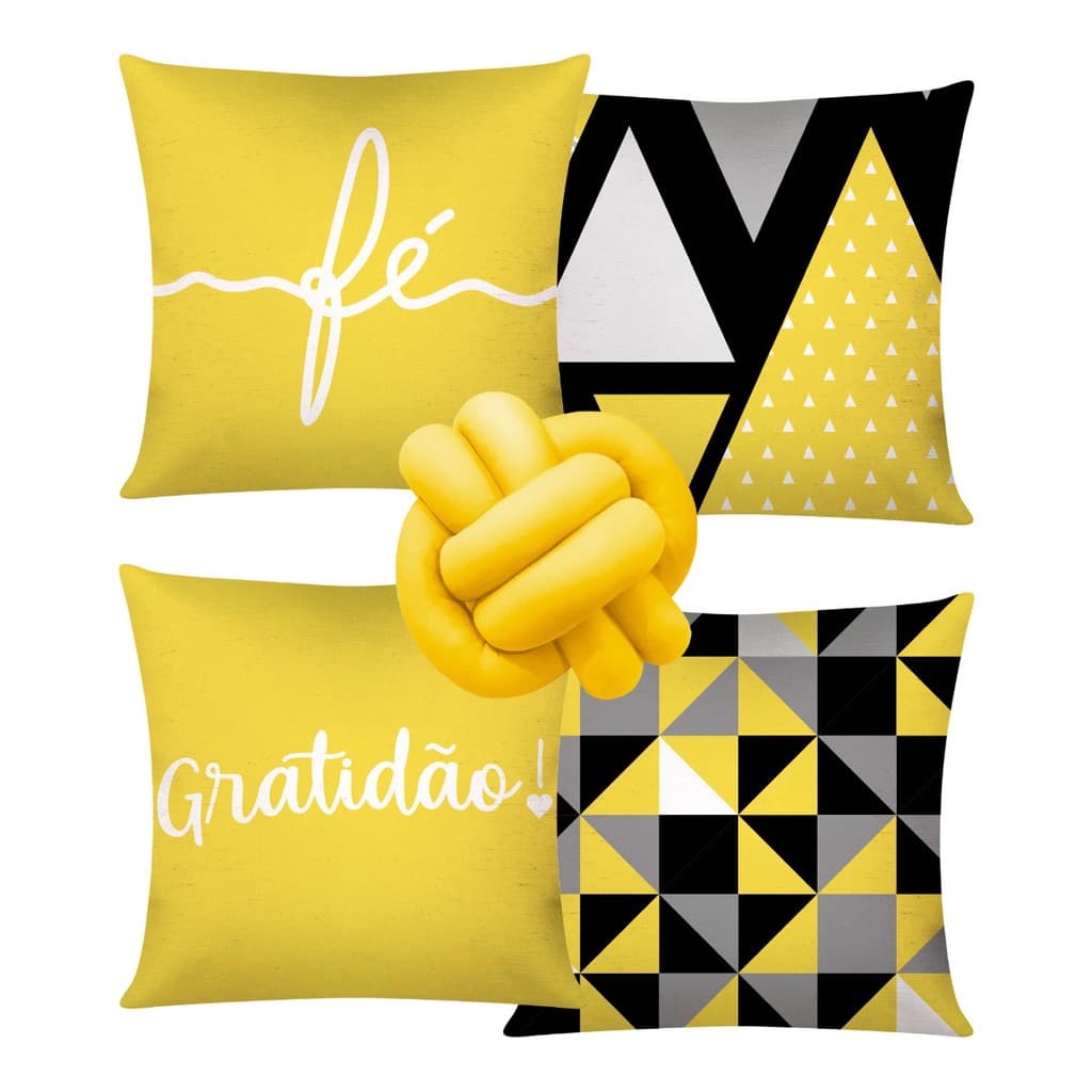 Kit 4 Almofadas Cheias Decorativas + 1 Almofada De Nó - 004