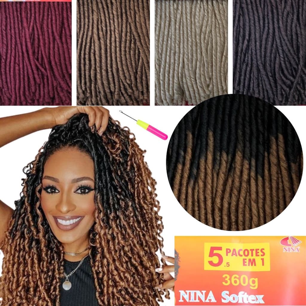 Cabelo Nina Softex Pacotão 5 em 1 - 360gr - 90cm Cacheado