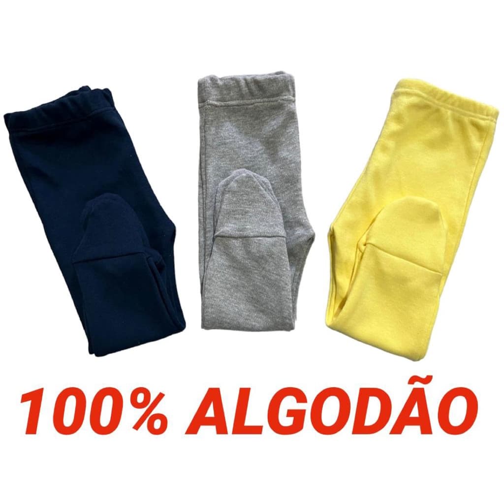 Kit C/ 3 Mijão Calça Menino Bebê Malha 100% Algodão Com Pé