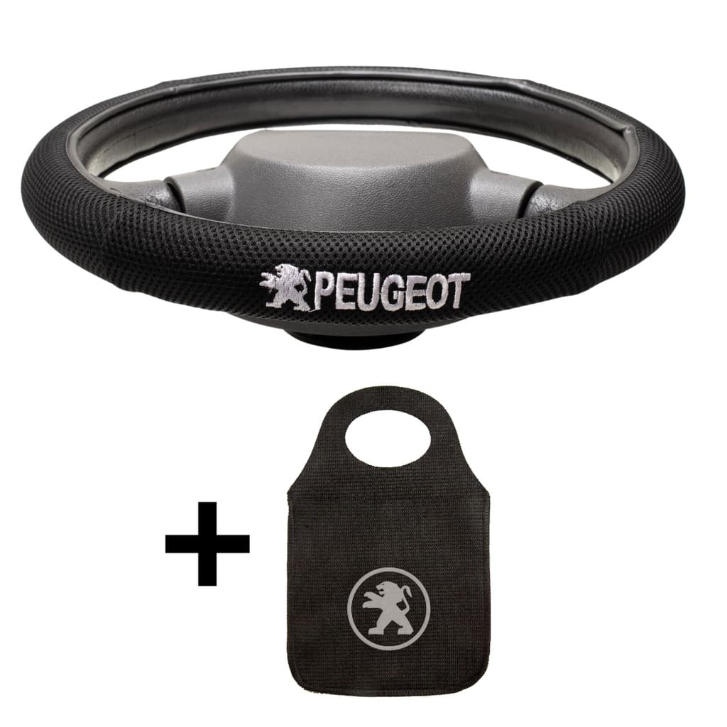 Capa de Volante PEUGEOT Bordada E Reforçada + Lixeira De Carro