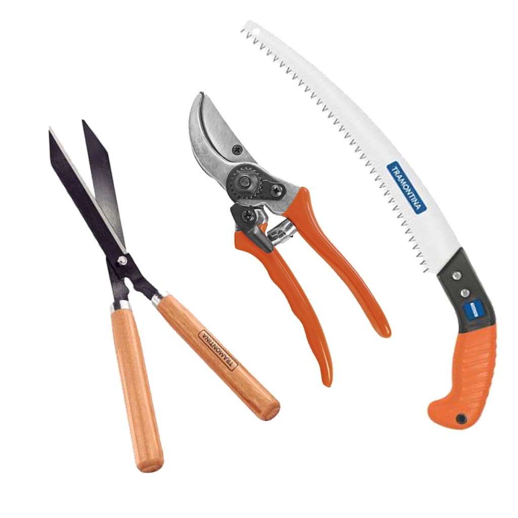 Kit Tesoura Poda + Cerca Viva + Serrote Tramontina Jardinagem