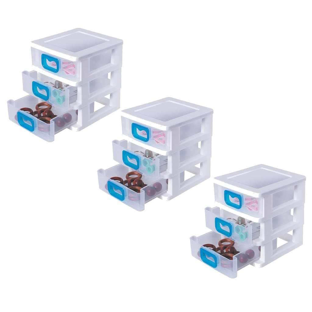 Mini Gaveteiro Organizador Kit Com 03 Unidades Gv17