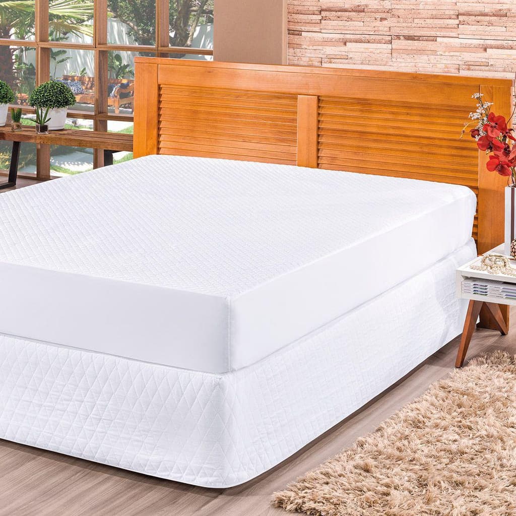 Protetor impermeável Conjugado Branco de Colchão para Box Solteiro Casal Queen King