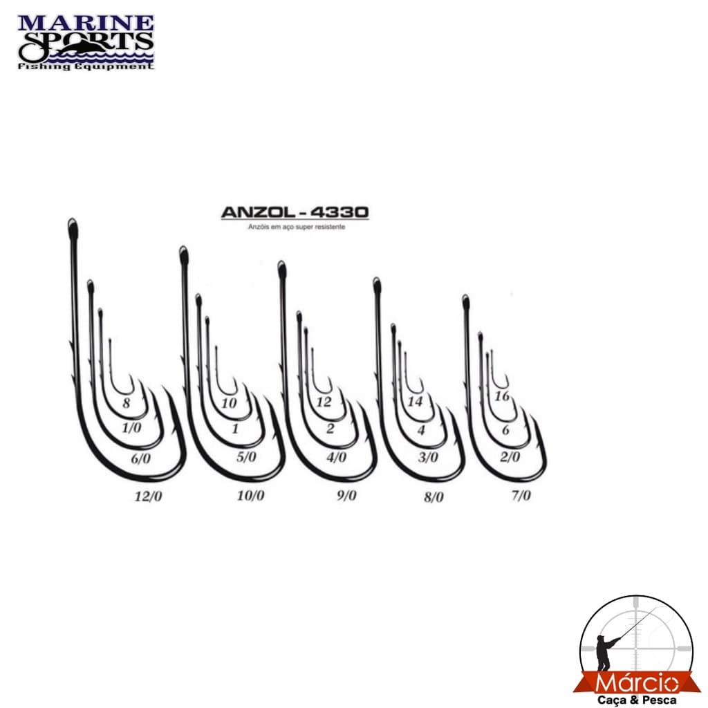 Anzol para Pesca 4330 Super com 10 peças Marine Sport