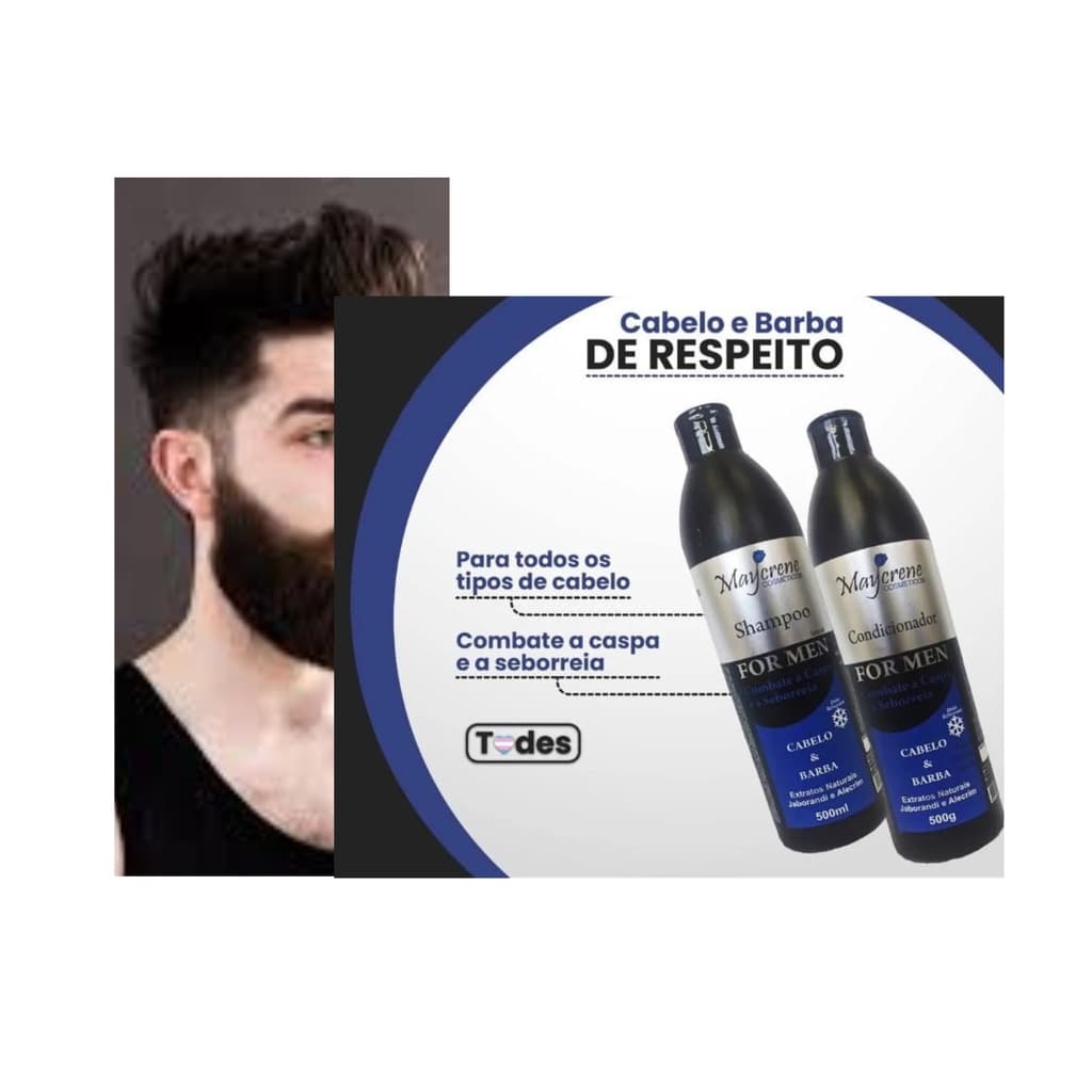 Kit For Men Cabelo E Barba Homens ( Shampoo + Condicionador Maycrene)