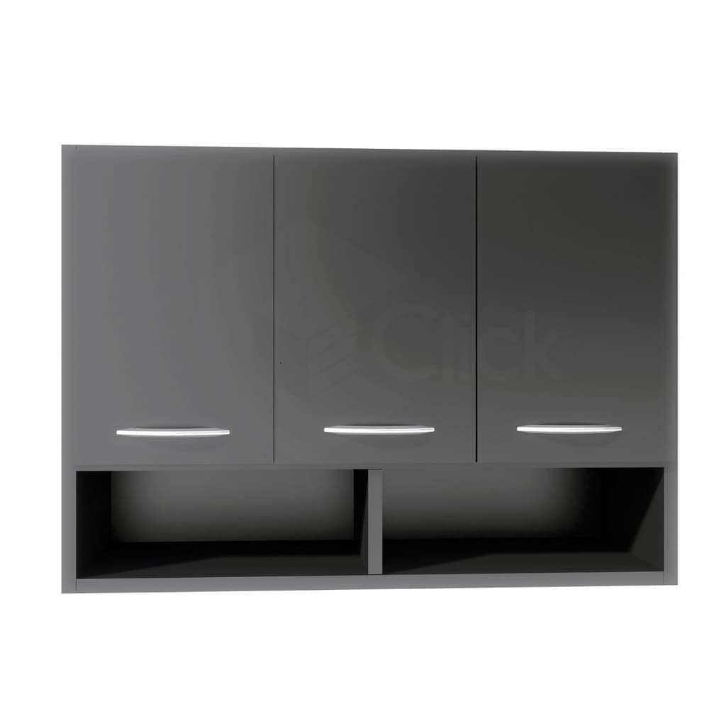 Armário Suspenso de 90 cm - Modular - Organização Inteligente - 3 Portas - Preto ou Branco