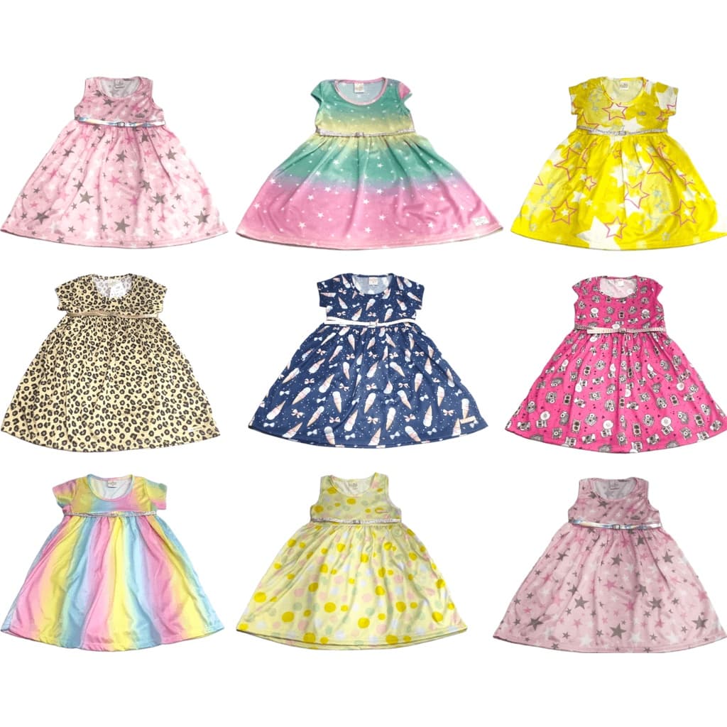 Vestido Infantil Premium Estampado Kit 4 Peças do 4 a 10 anos