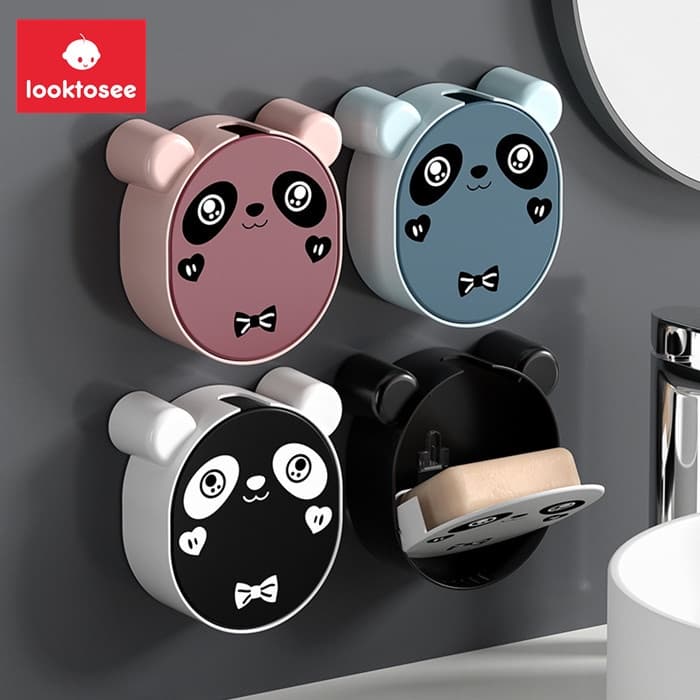 Caixa De Sabão Panda De Desenho Animado De Banheiro Montada Na Parede Drenagem Rack