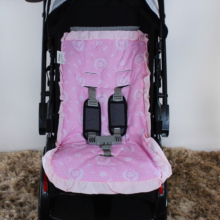 Capa Acolchoada para Carrinho de Bebê, Rosa, Menina, Coroa, Tamanho Universal, Fácil de Lavar