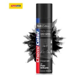 Tinta Spray Cor Preto Brilhante Chemicolor 400ml Uso Geral