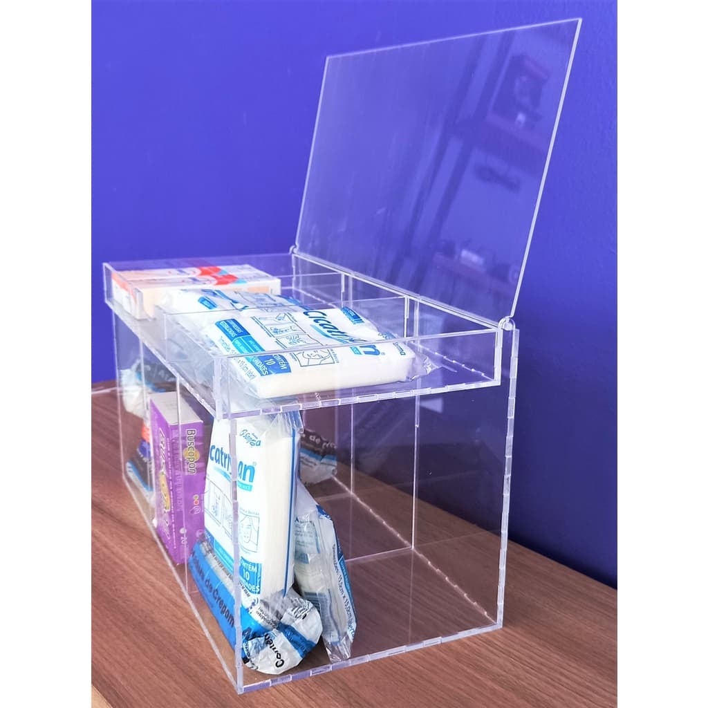 Caixa Organizadora Remedio Medicamentos Em Acrilico 30x15x18 Primeiros Socorros