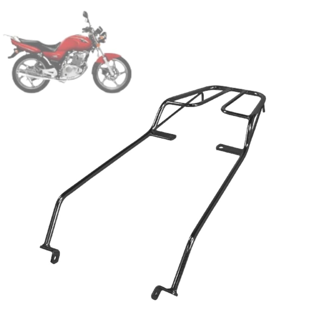 Bagageiro Sansão Em Aço Maciço Moto Yes Suzuki 125 2005 a 2012 Cromo Forte Cromado e Preto