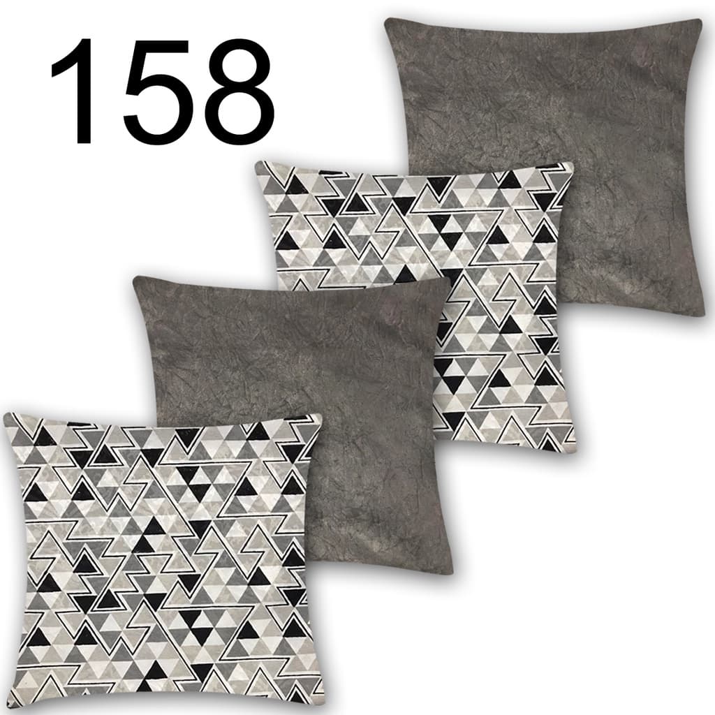 Kit 4 Capas de Almofada 42x42 com Zíper Jacquard e Suede Decorativas para Sala, Sofá e Quarto