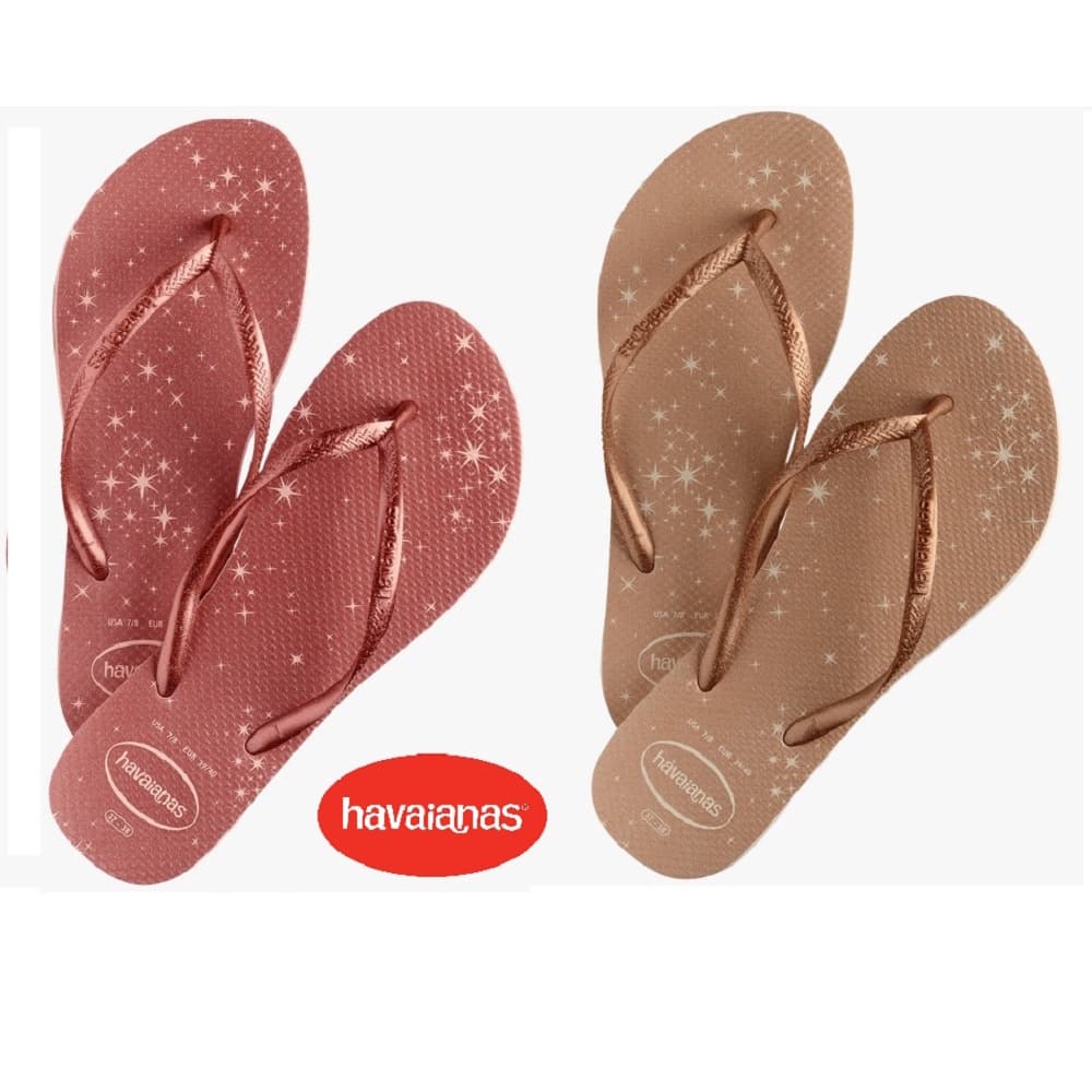 Chinelo sandália Havaianas Legítima, Slim Gloss, Estrelas E Glitter.