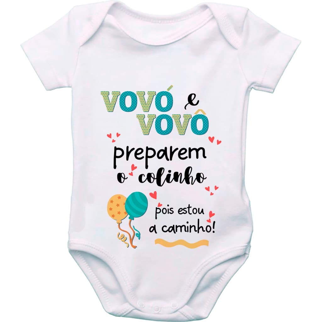 Body de Bebê Personalizado Frases Vovó e Vovô Preparem o Colinho GB0443
