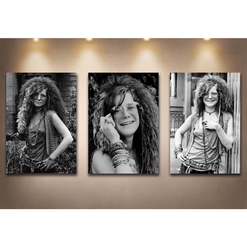 Kit com 3 placas quadros decoração rock clássico antigo cantora janis joplin - tamanho 20 x 30