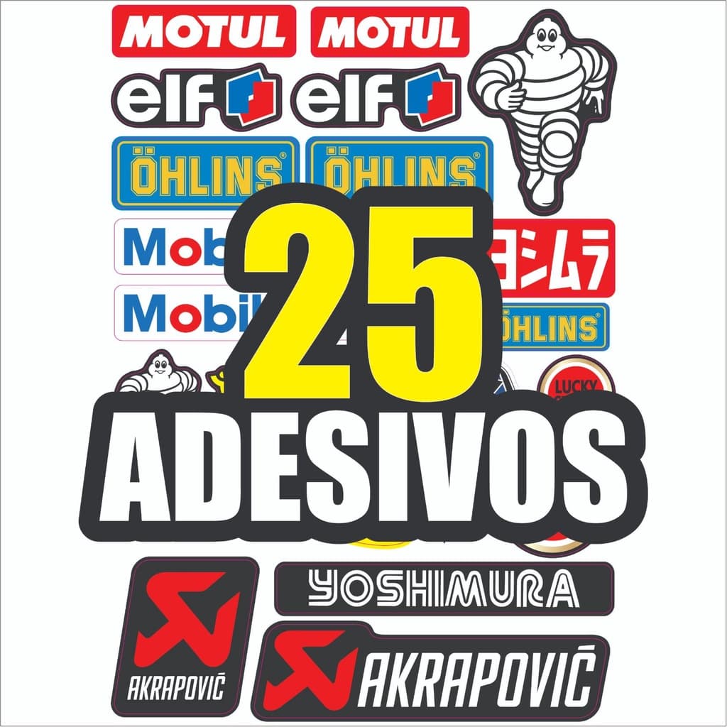 25 adesivos patrocinios moto gp marcas diversas para moto capacete, caixa de moto boy e paralama