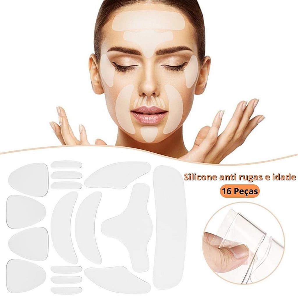 16 Mascara Silicone Médico Adesiva Anti Rugas Idade Linhas de Expressão Olheiras Bolsas Facial Rosto
