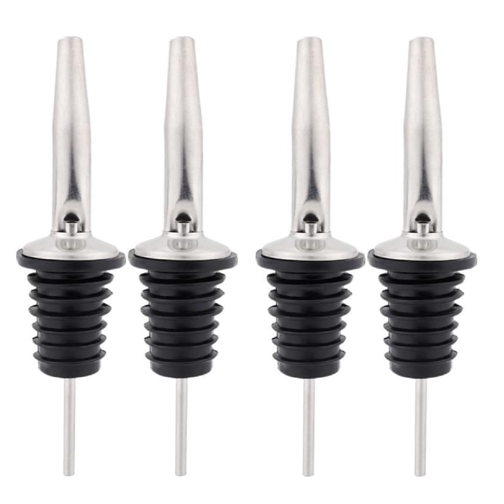 Kit 04 Bico Dosador Inox Biqueira de Garrafa Bar Bartender Bebidas Vodka Drink Tequila