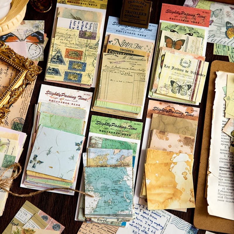 60 Folhas De Papel Vintage Floral Para Artesanato