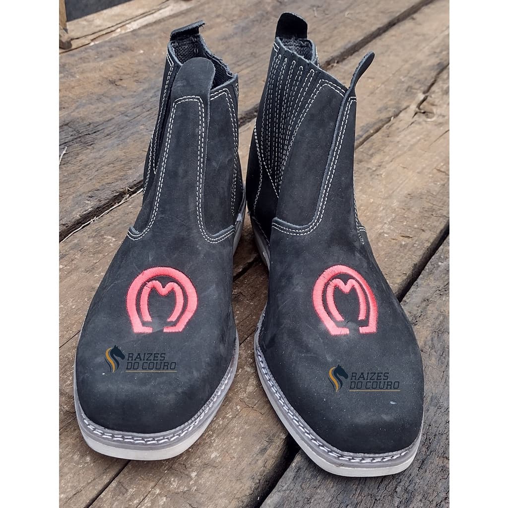 Botina masculina em couro nobuck desenho ferradura excelente qualidade Bota para dia a dia em couro vários tamanhos