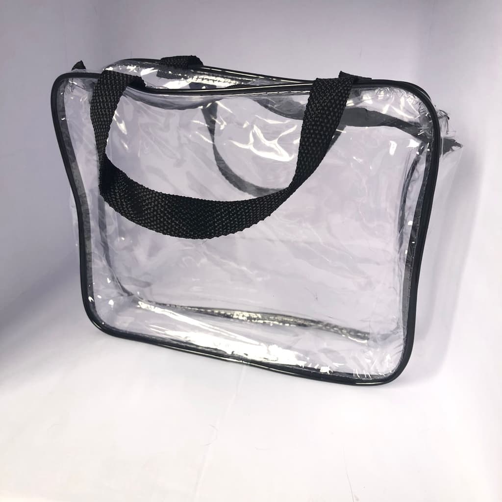 Necessaire MALOTE  TRANSPARENTE E PRETA 30x23 com alça para maquigem, curso, esmalte, viagem etc