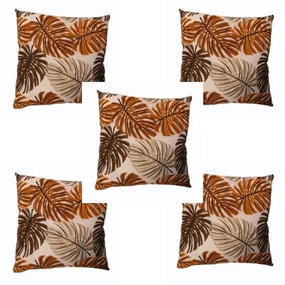 Kit 5 Capas Almofadas decorativas Costela De Adão Mostarda 45x45 cm Com Zíper escondido