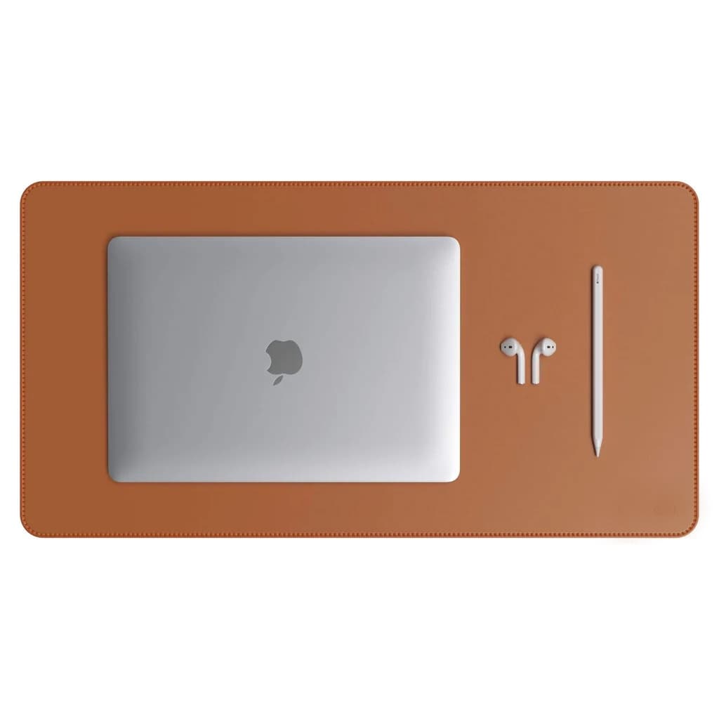 Mouse Pad Grande Couro Sintético Ecológico Caramelo Premium