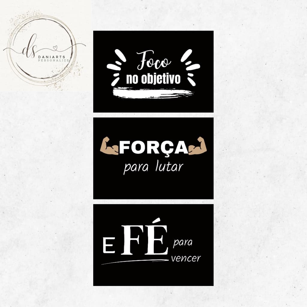 kit 3 quadros FOCO FORÇA E FÉ mdf 20X28
