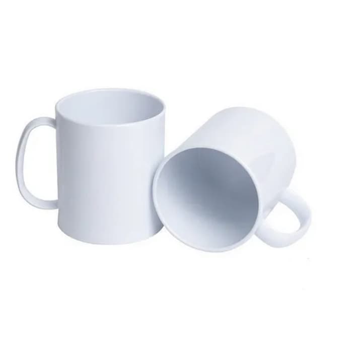 5 Caneca Branca Plástico Polímero para Sublimação 325ml - ENVIO IMEDIATO