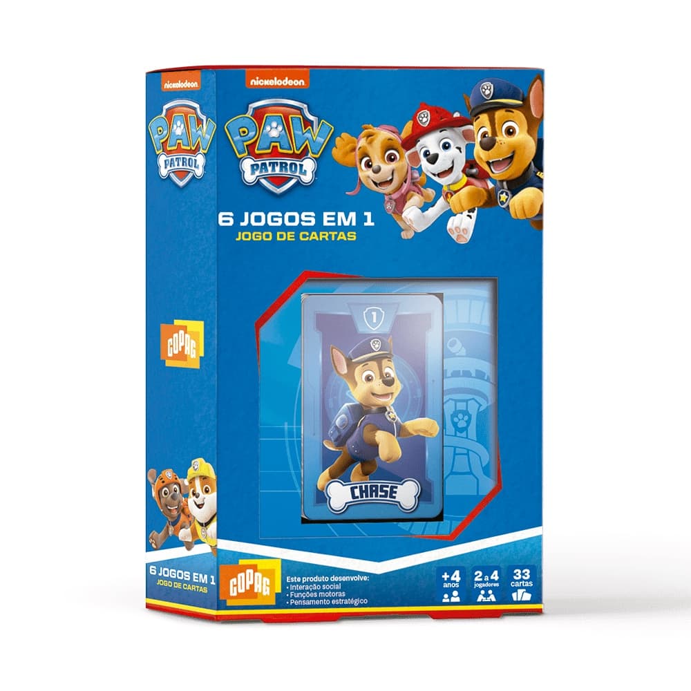 6 jogos em 1 Patrulha Canina com 33 cartas da Copag