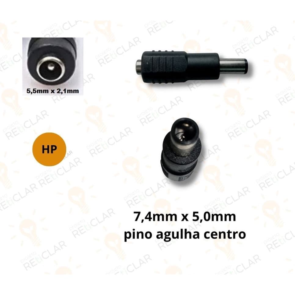 conector adaptador carregador universal para notebook HP pino grosso 7,4mm x 5,0mm